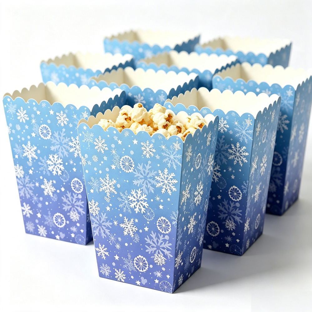 Cookies Pack - 10-50pcs Snowflake Popcorn Boxes Paper Snack