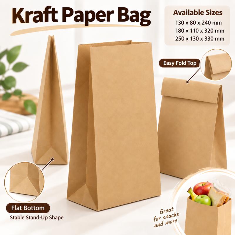 Cookies Pack - 10~30pcs Brown Kraft Paper Bag Food