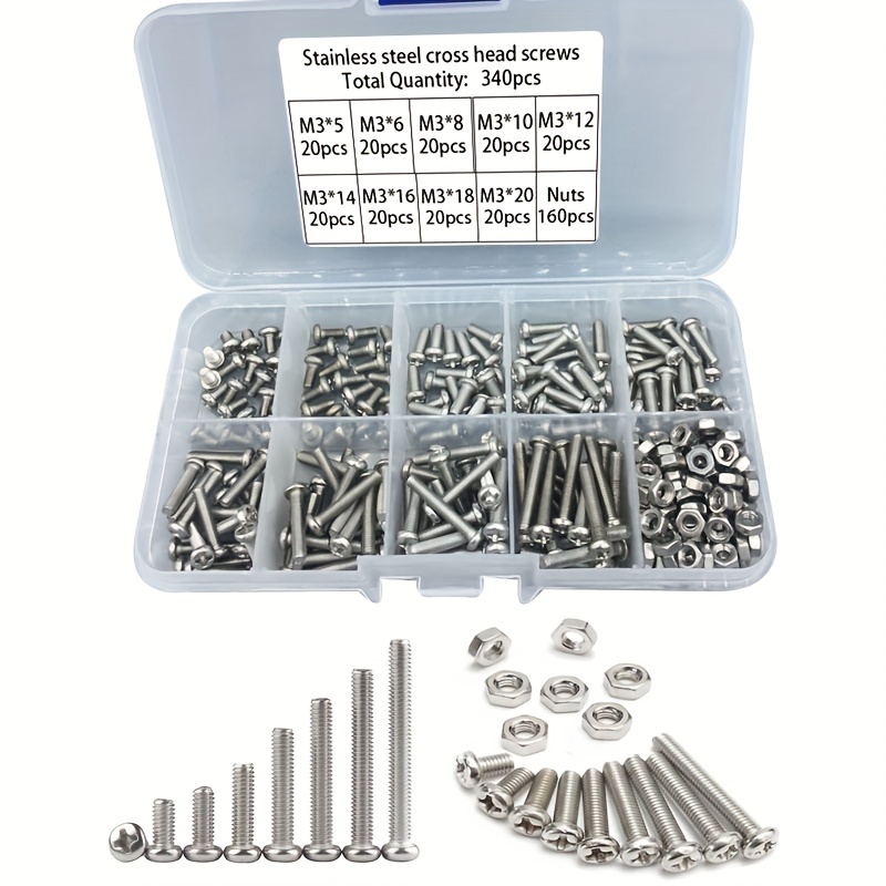 340pcs M3 Stainless Steel Phil - Nuts Mix recension och pris